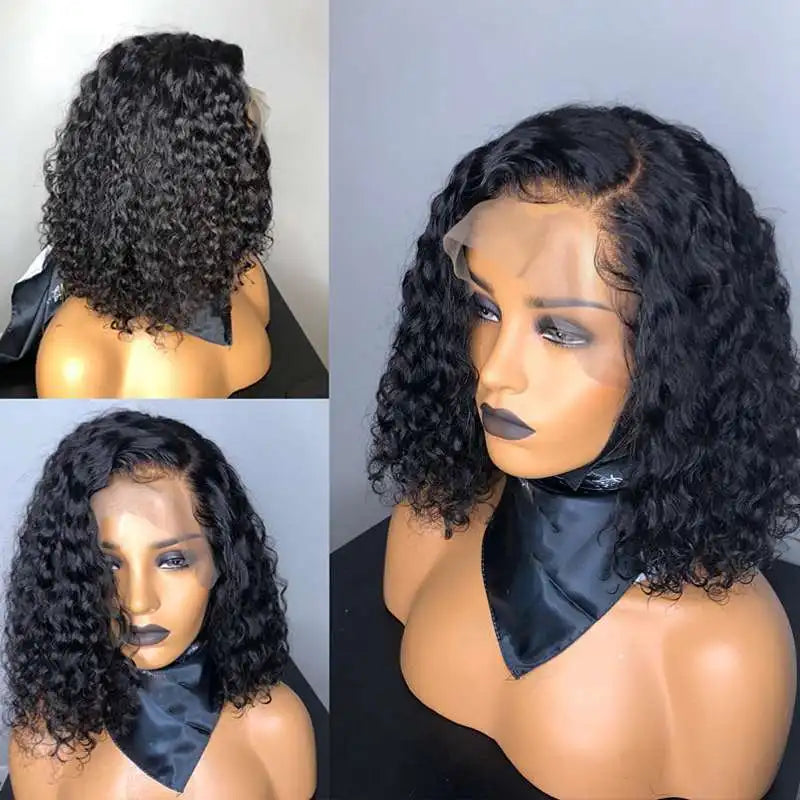 1B/27 Ombre Color Short Curly 13X6 Lace Front Human Hair Wigs With Baby Hair Pre Plucked Remy Brazilian Bob Wigs Bleached Knots