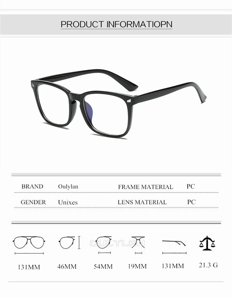 Transparent Eyeglasses Women Men Anti Blue Light Glasses Frames Female Male Computer Eyewear Clear Optical Myopia Frame
