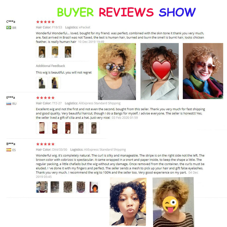 Ombre Short Curly Human Hair Wigs Remy Short Bob Wigs 100% Human Hair Cheap Pixie Cut Human Hair Full Wigs
