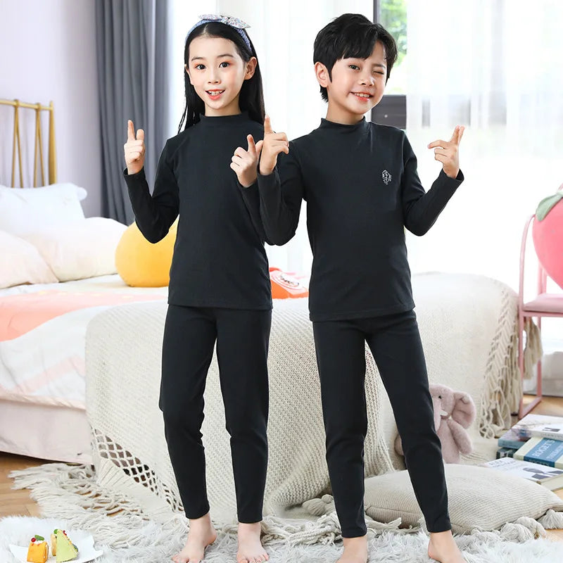 Autumn Winter Thermal Underwear Suit Girls and Boys Sets Pajama Sets Warm Sleepwear