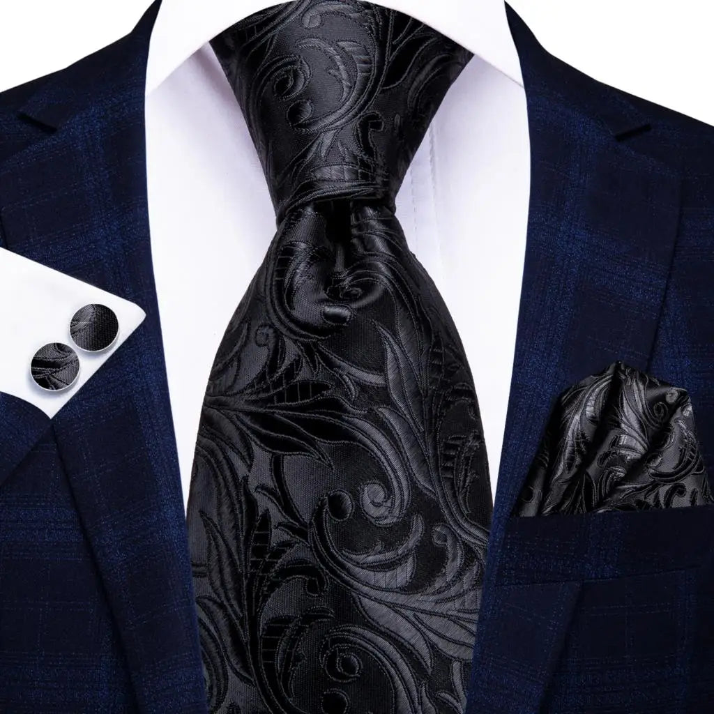 8.5cm Black Solid Striped Paisley 100% Silk Men's Business Tie Neck Tie for Men Fashion Luxury Wedding Necktie Gravatas