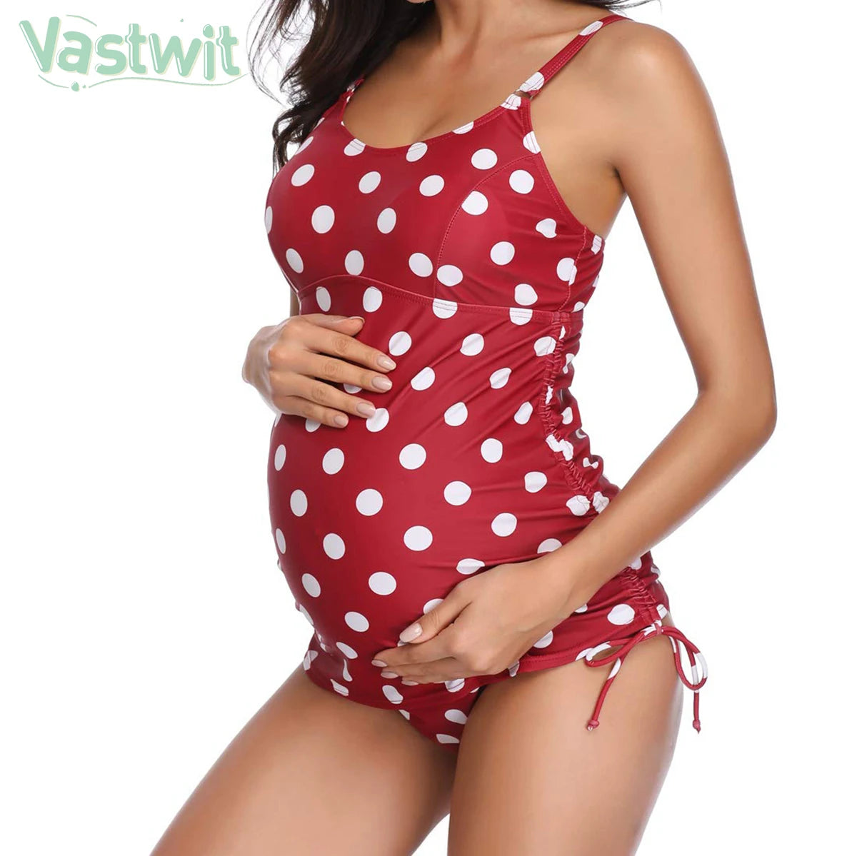 Maternity One Piece Swimsuit Pregnant Women Summer Plus Size Polka Dots Swimwear Beachwear Pregnancy Bathing Suit