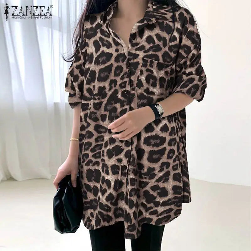 Women Bohemian Leopard Print Shirt