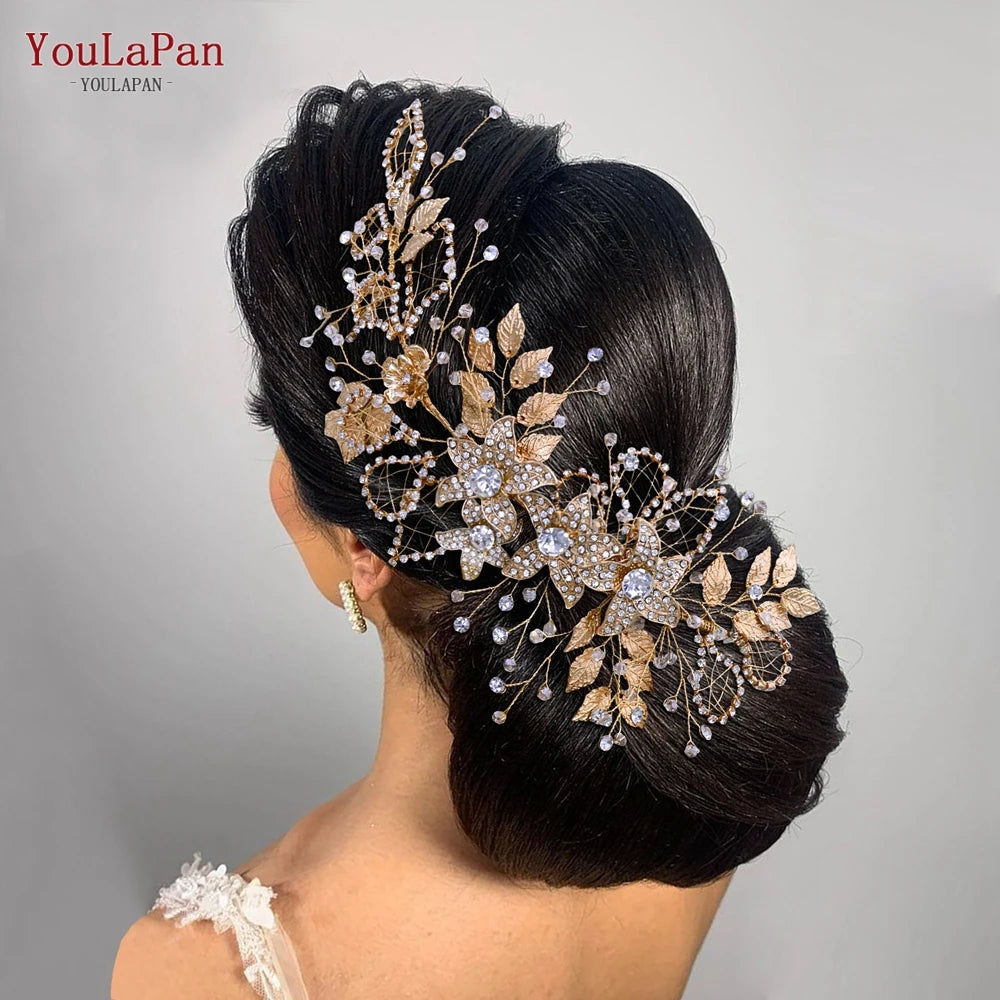 Alloy Flower Wedding Headpiece Wedding Hair Band Crystal Headpieces for Bride Headbands Bridal Tiara and Crown
