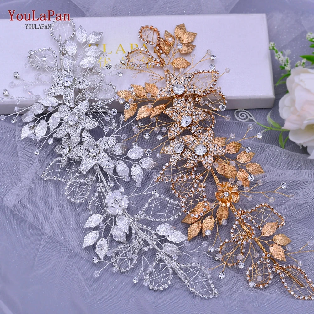 Alloy Flower Wedding Headpiece Wedding Hair Band Crystal Headpieces for Bride Headbands Bridal Tiara and Crown