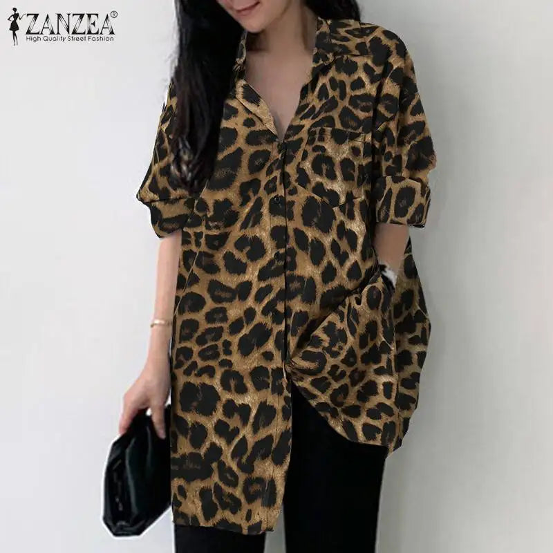 Women Bohemian Leopard Print Shirt