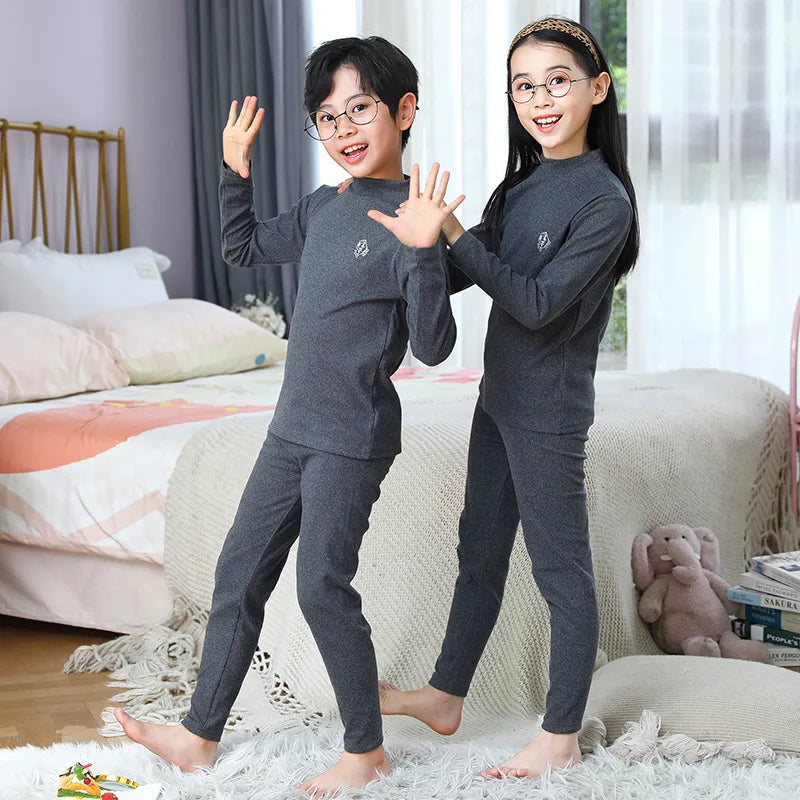 Autumn Winter Thermal Underwear Suit Girls and Boys Sets Pajama Sets Warm Sleepwear