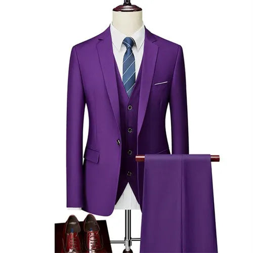 Slim Men's Suit 3 Pieces Set (Jacket + Pants + Vest)