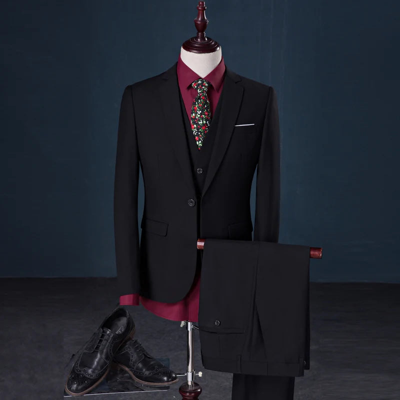 Slim Men's Suit 3 Pieces Set (Jacket + Pants + Vest)