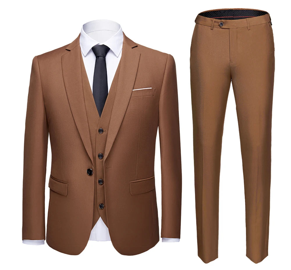 Slim Men's Suit 3 Pieces Set (Jacket + Pants + Vest)