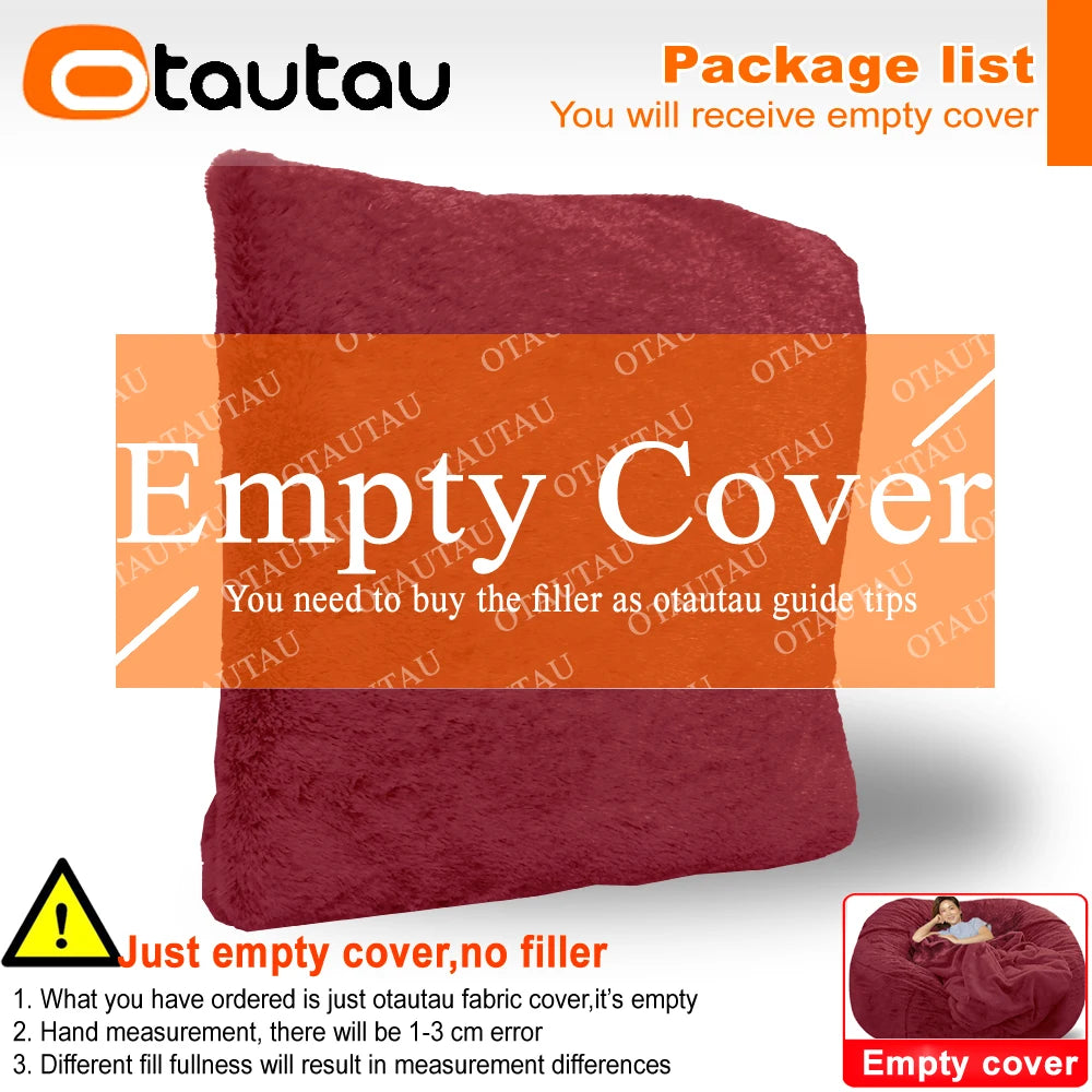 4/5ft Giant Bean Bag Cover Fluffy Sofa Bed Sac Beanbag Couch Relax Recliner Chair