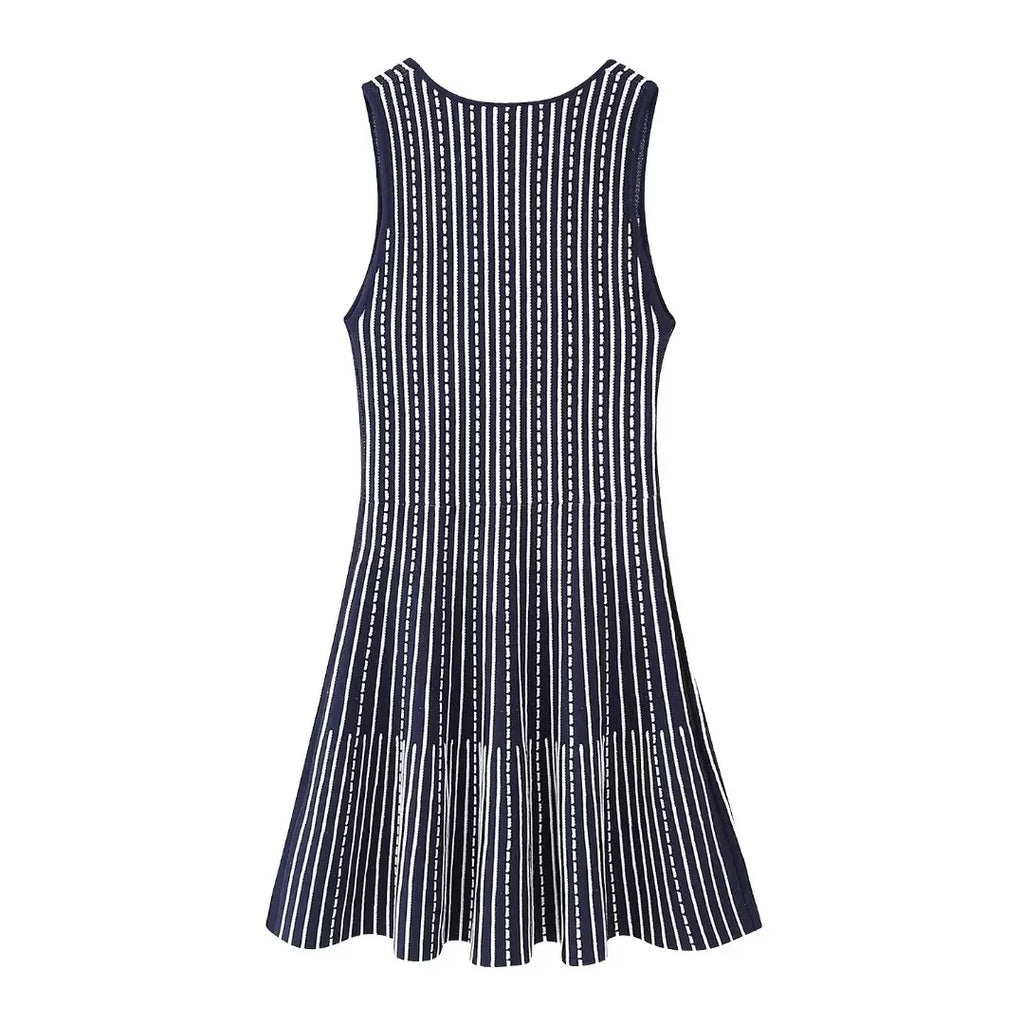 Woman Striped Knitted Mini Dress