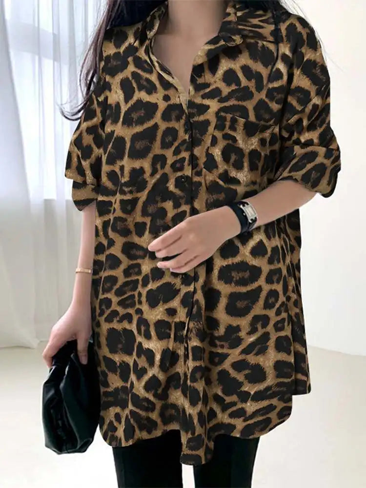 Women Bohemian Leopard Print Shirt