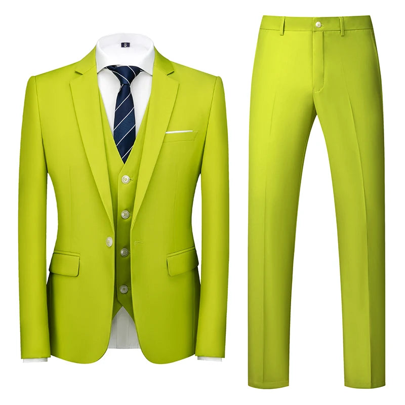 Slim Men's Suit 3 Pieces Set (Jacket + Pants + Vest)