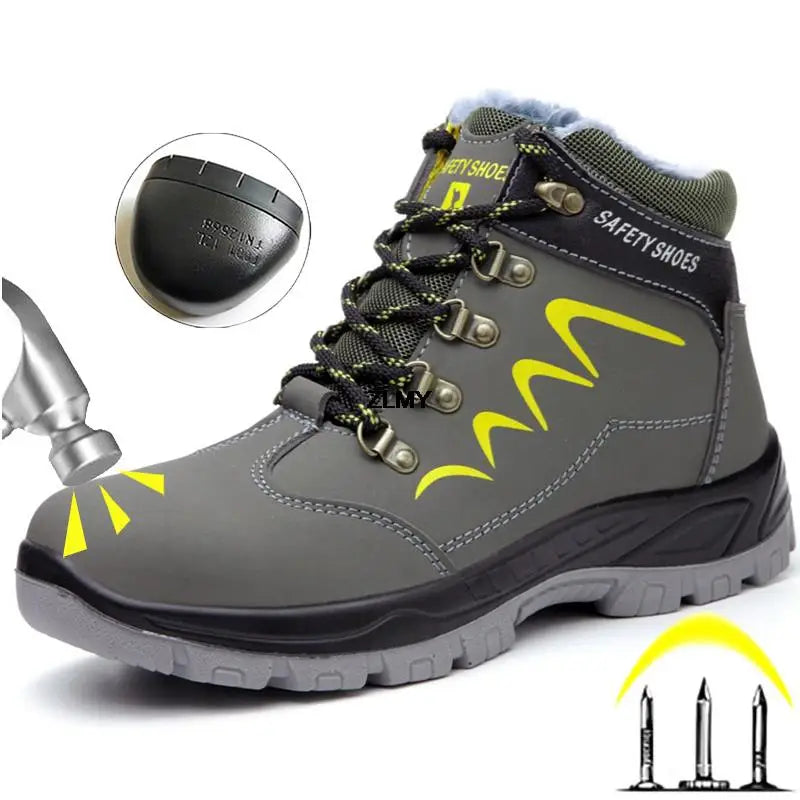 Steel Toe Shoes High Top Work Boots Indestructible Safety Shoes Man Puncture-Proof Work Sneaker Winter Safety Boots