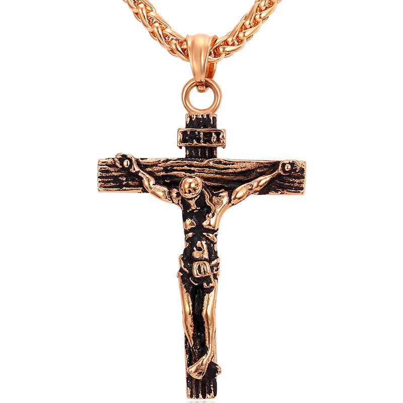 Crucifix Cross Pendant Stainless Steel Necklace Faith Necklace Fashion Religious Jewelry