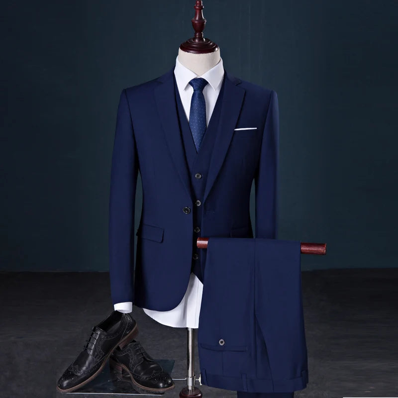 Slim Men's Suit 3 Pieces Set (Jacket + Pants + Vest)