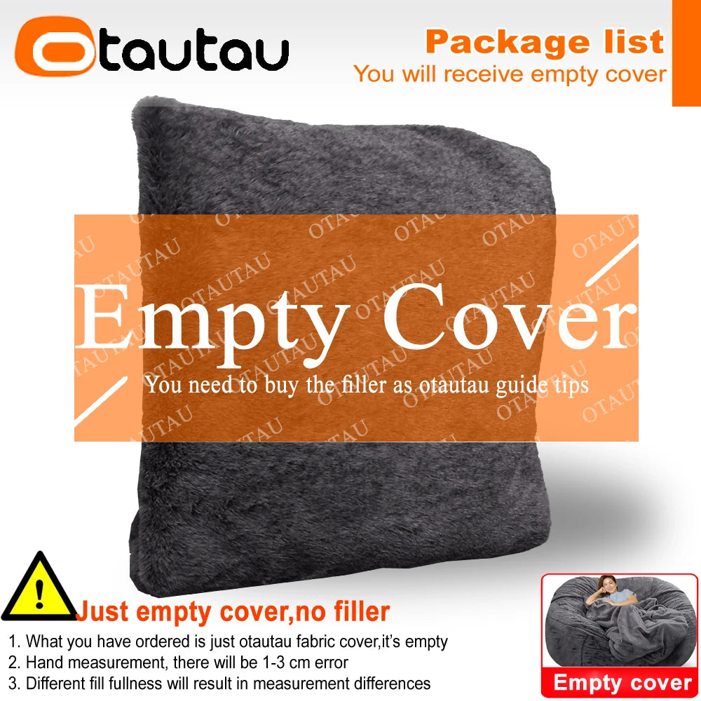 4/5ft Giant Bean Bag Cover Fluffy Sofa Bed Sac Beanbag Couch Relax Recliner Chair