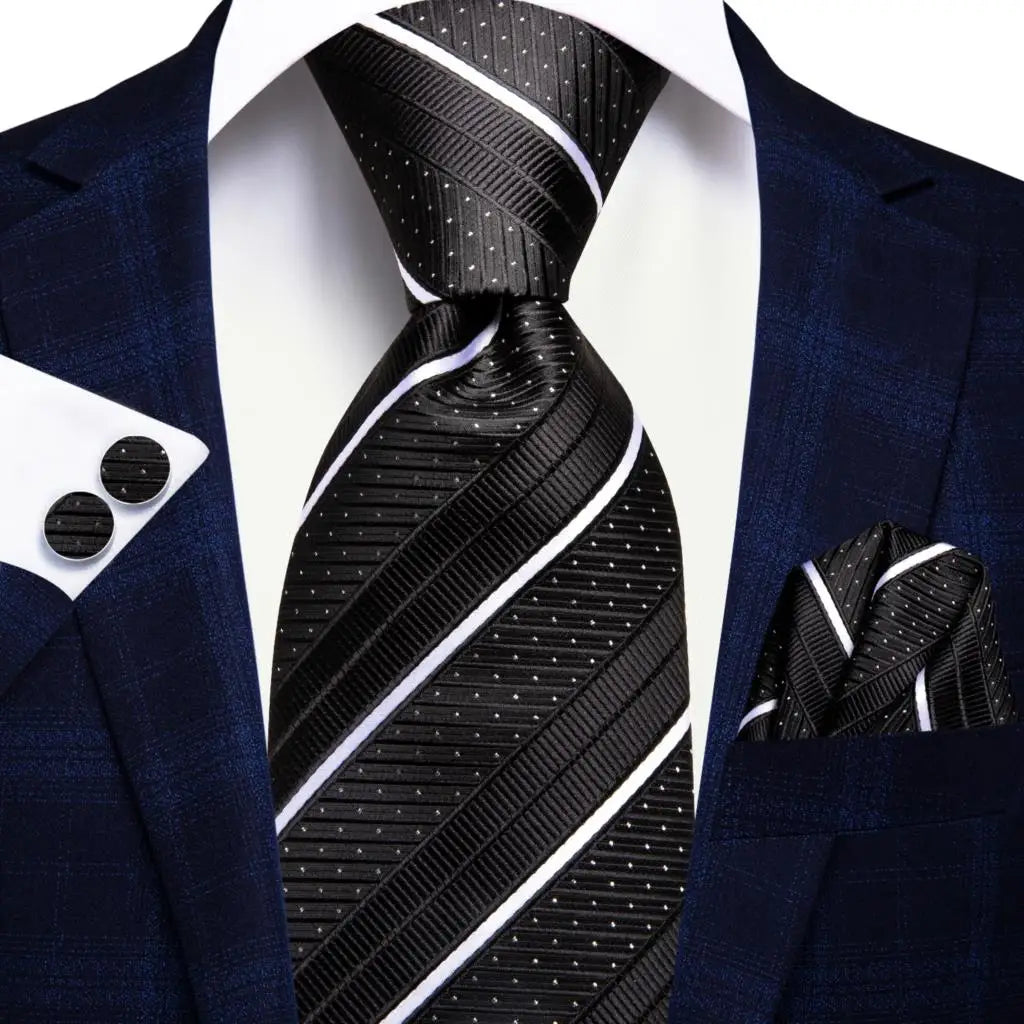 8.5cm Black Solid Striped Paisley 100% Silk Men's Business Tie Neck Tie for Men Fashion Luxury Wedding Necktie Gravatas
