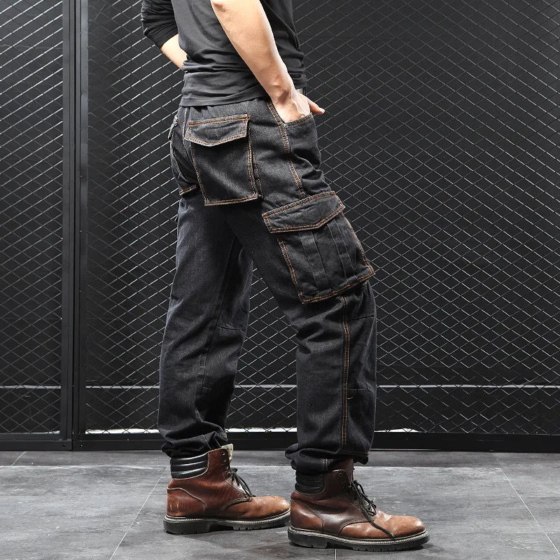 Men's Multi-Pocket Straight Cargo Jeans Loose Casual Jeans