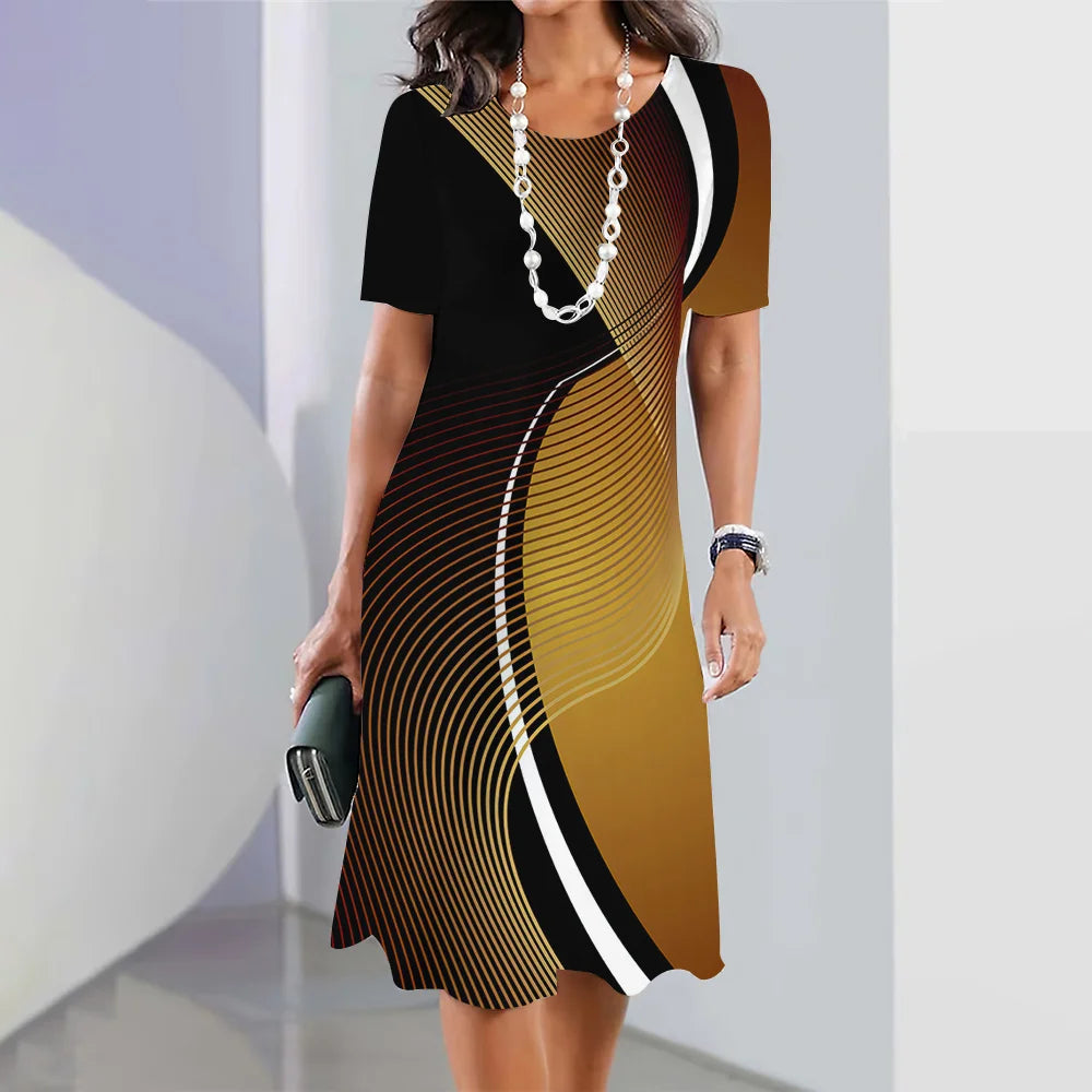 Women's Striped Printed Elegant Dress