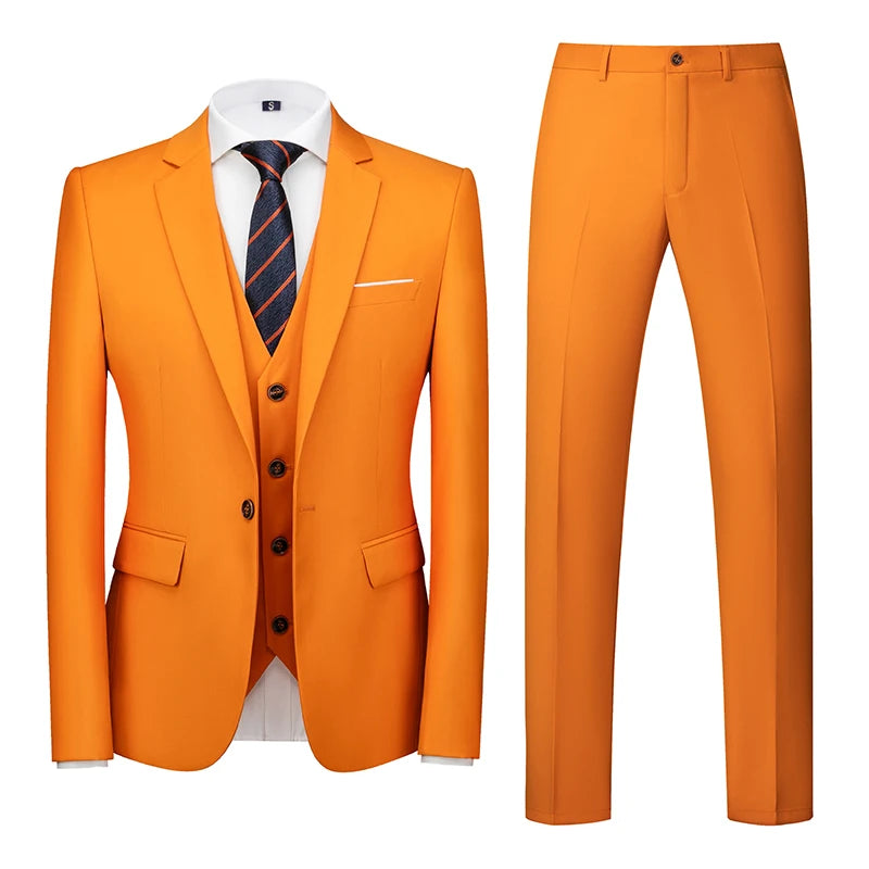 Slim Men's Suit 3 Pieces Set (Jacket + Pants + Vest)