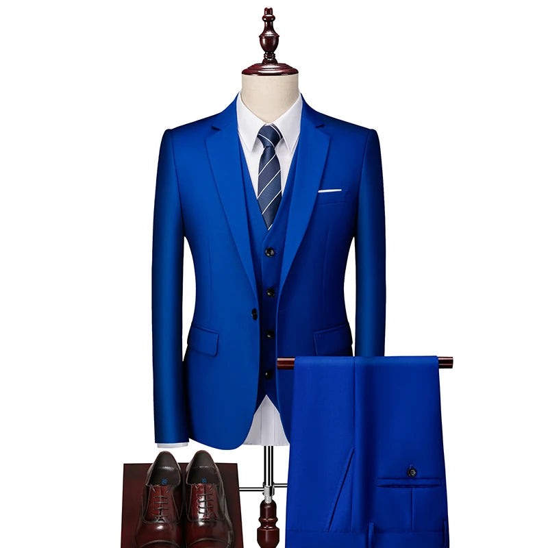Slim Men's Suit 3 Pieces Set (Jacket + Pants + Vest)