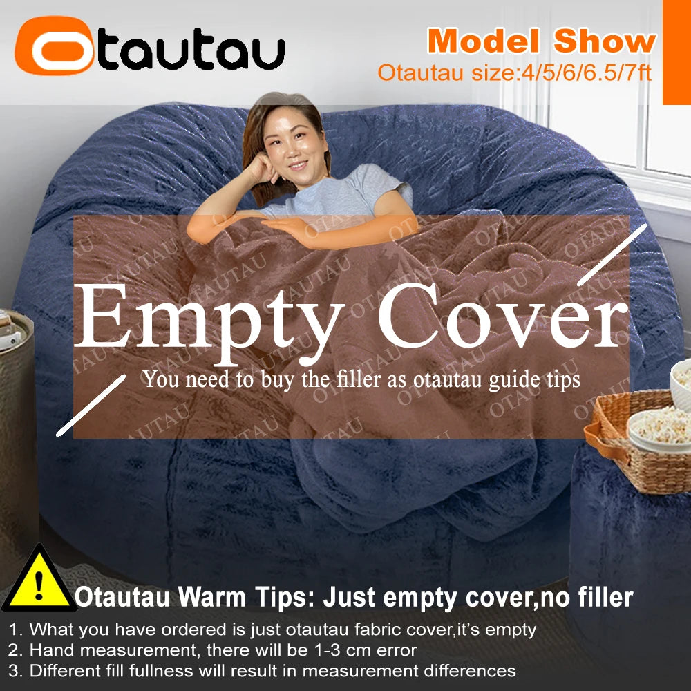 4/5ft Giant Bean Bag Cover Fluffy Sofa Bed Sac Beanbag Couch Relax Recliner Chair