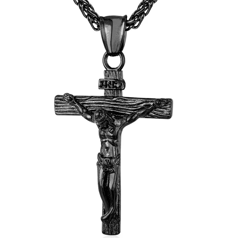 Crucifix Cross Pendant Stainless Steel Necklace Faith Necklace Fashion Religious Jewelry