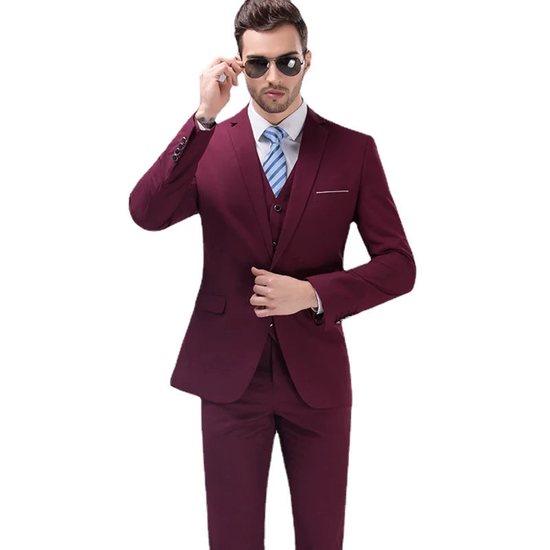 Slim Men's Suit 3 Pieces Set (Jacket + Pants + Vest)