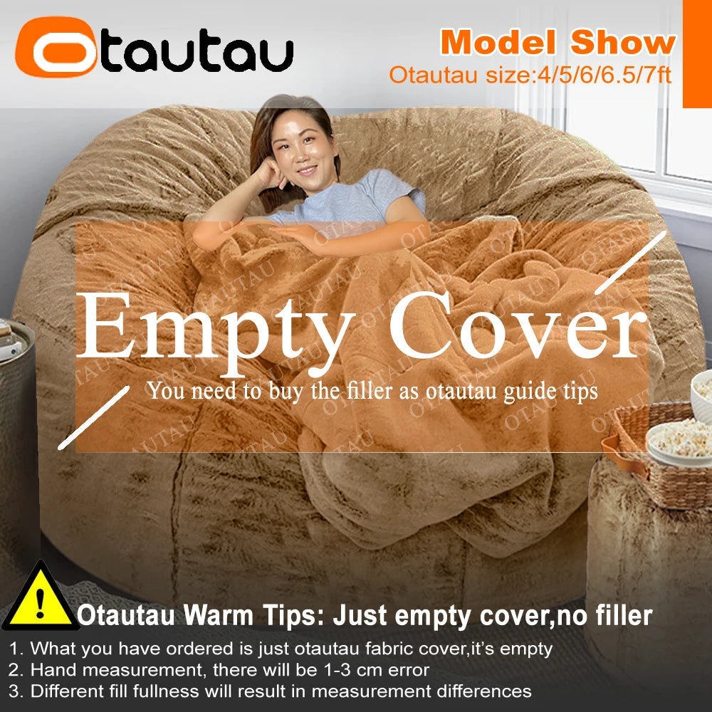 4/5ft Giant Bean Bag Cover Fluffy Sofa Bed Sac Beanbag Couch Relax Recliner Chair