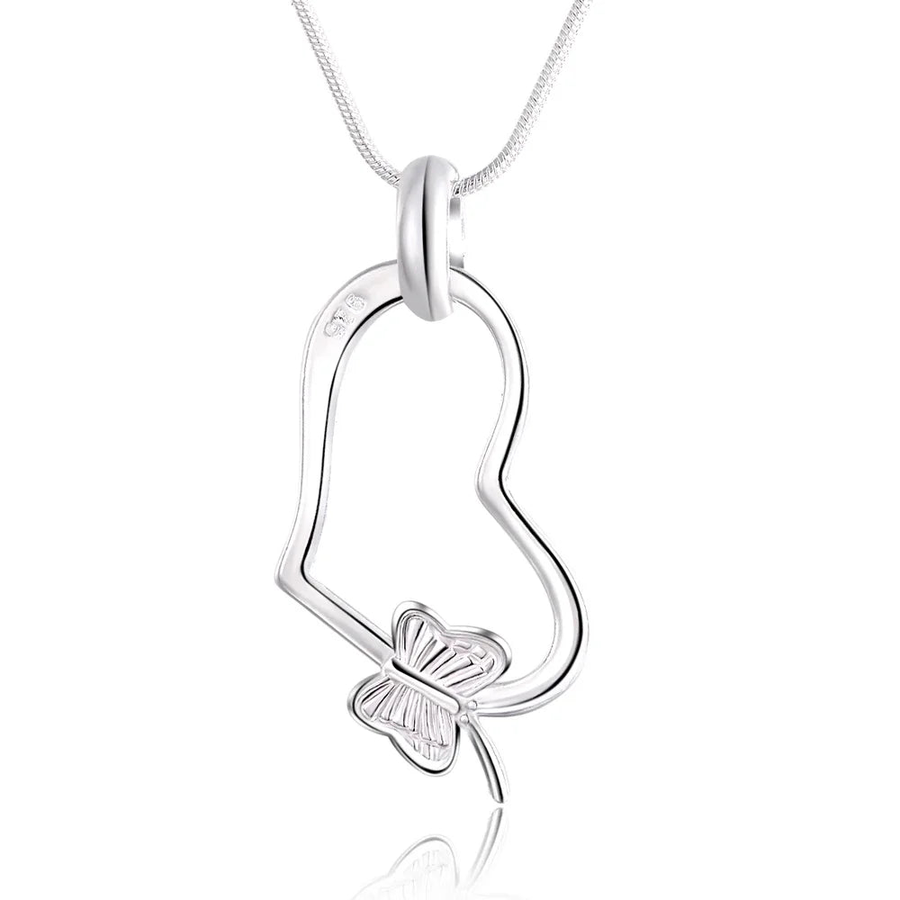 Fashion silver color jewelry elegant charms retro exquisite heart pendant necklace women