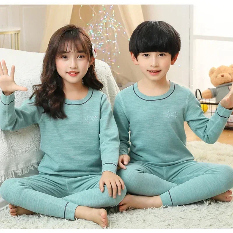 Winter Warm Pyjamas Sets for Kids Thermal Pajamas Toddler Sleepwear for Children from 2 to 13 Years Old