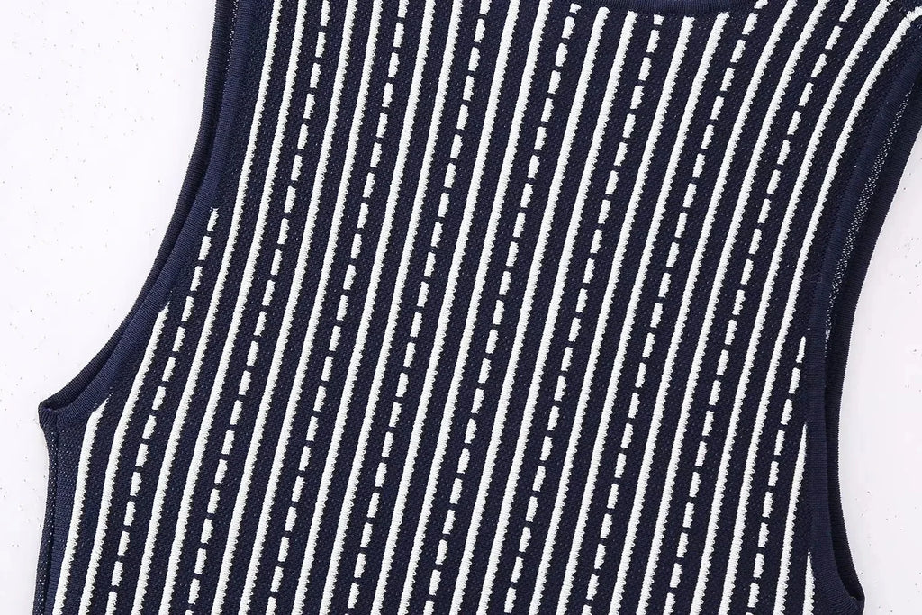 Woman Striped Knitted Mini Dress