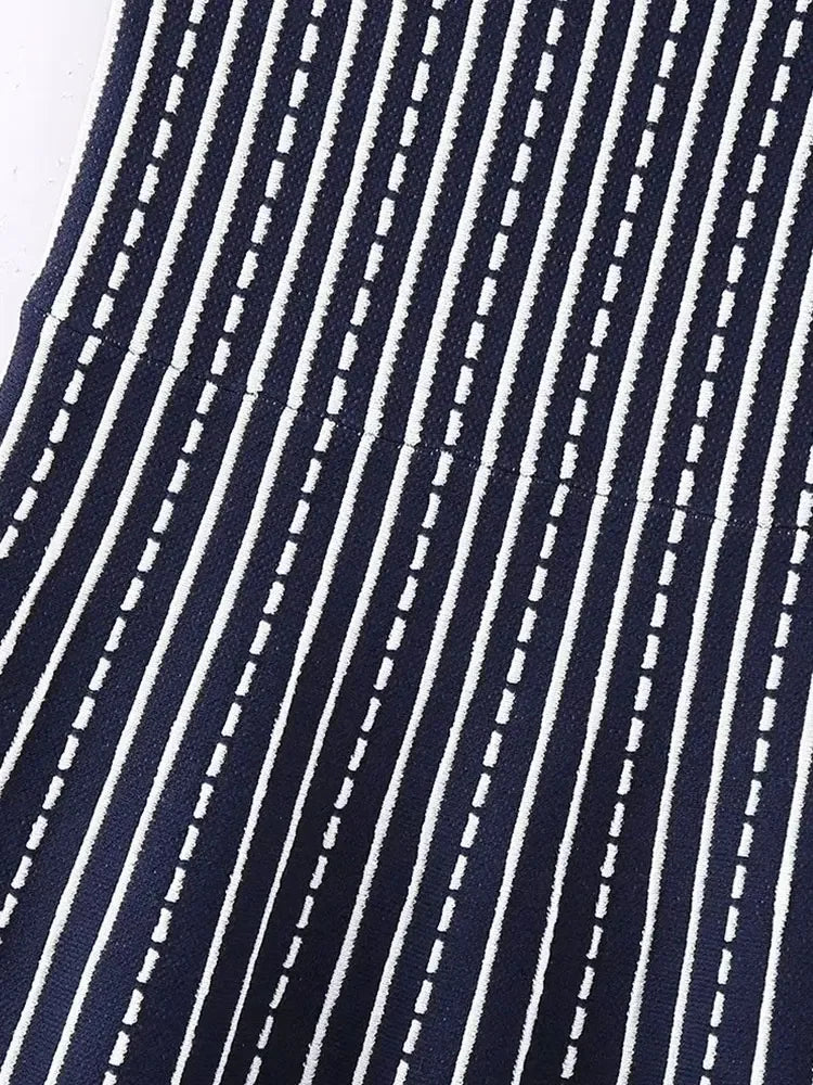 Woman Striped Knitted Mini Dress