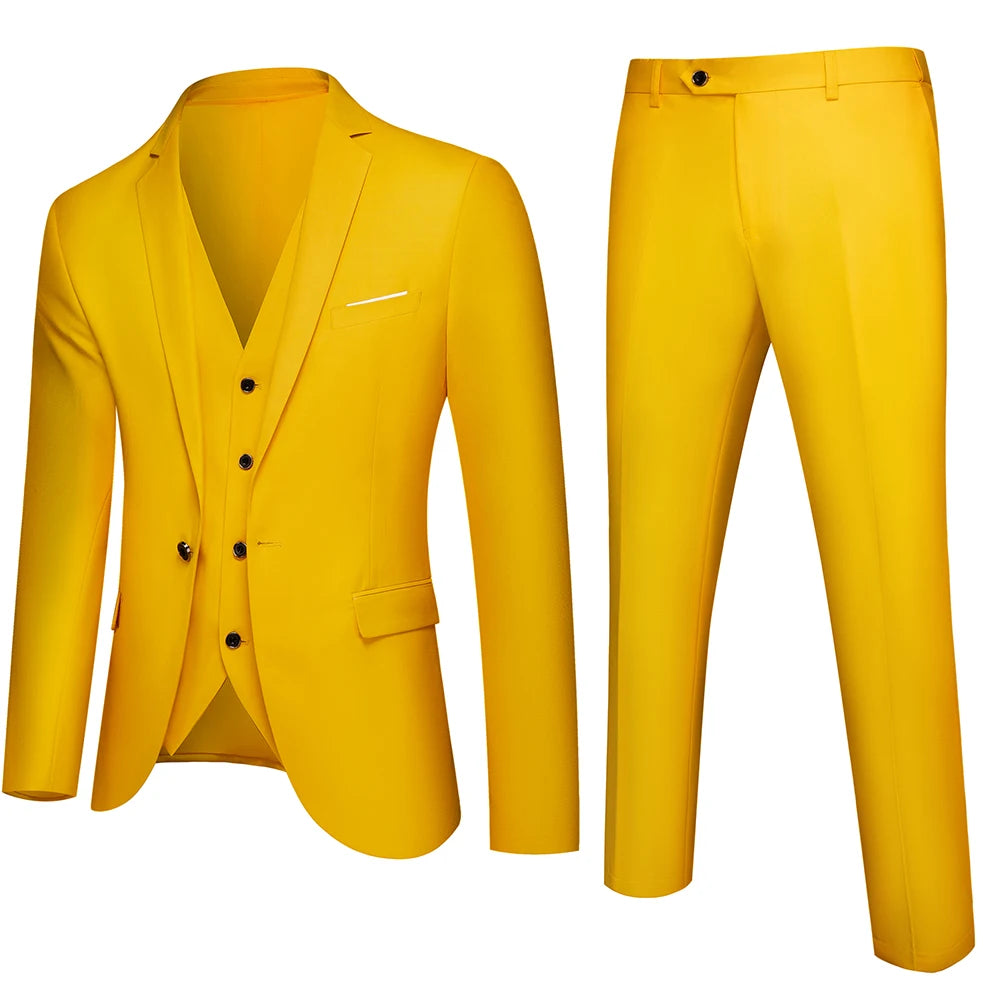 Slim Men's Suit 3 Pieces Set (Jacket + Pants + Vest)