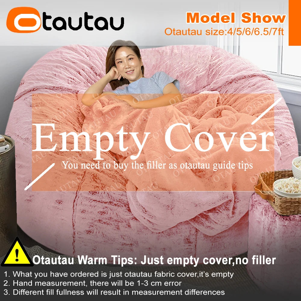 4/5ft Giant Bean Bag Cover Fluffy Sofa Bed Sac Beanbag Couch Relax Recliner Chair