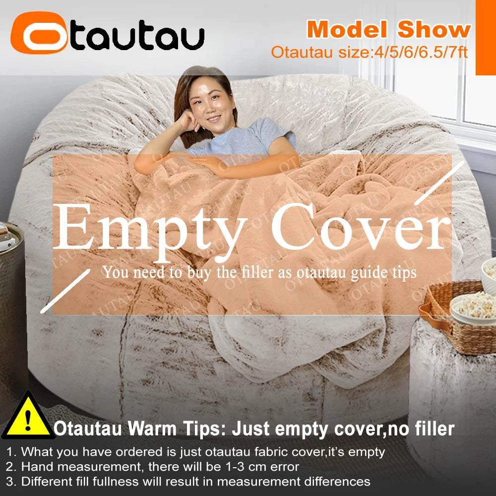 4/5ft Giant Bean Bag Cover Fluffy Sofa Bed Sac Beanbag Couch Relax Recliner Chair
