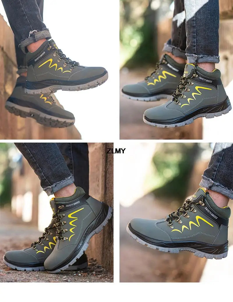 Steel Toe Shoes High Top Work Boots Indestructible Safety Shoes Man Puncture-Proof Work Sneaker Winter Safety Boots