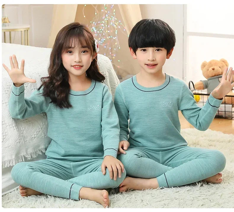 Winter Warm Pyjamas Sets for Kids Thermal Pajamas Toddler Sleepwear for Children from 2 to 13 Years Old