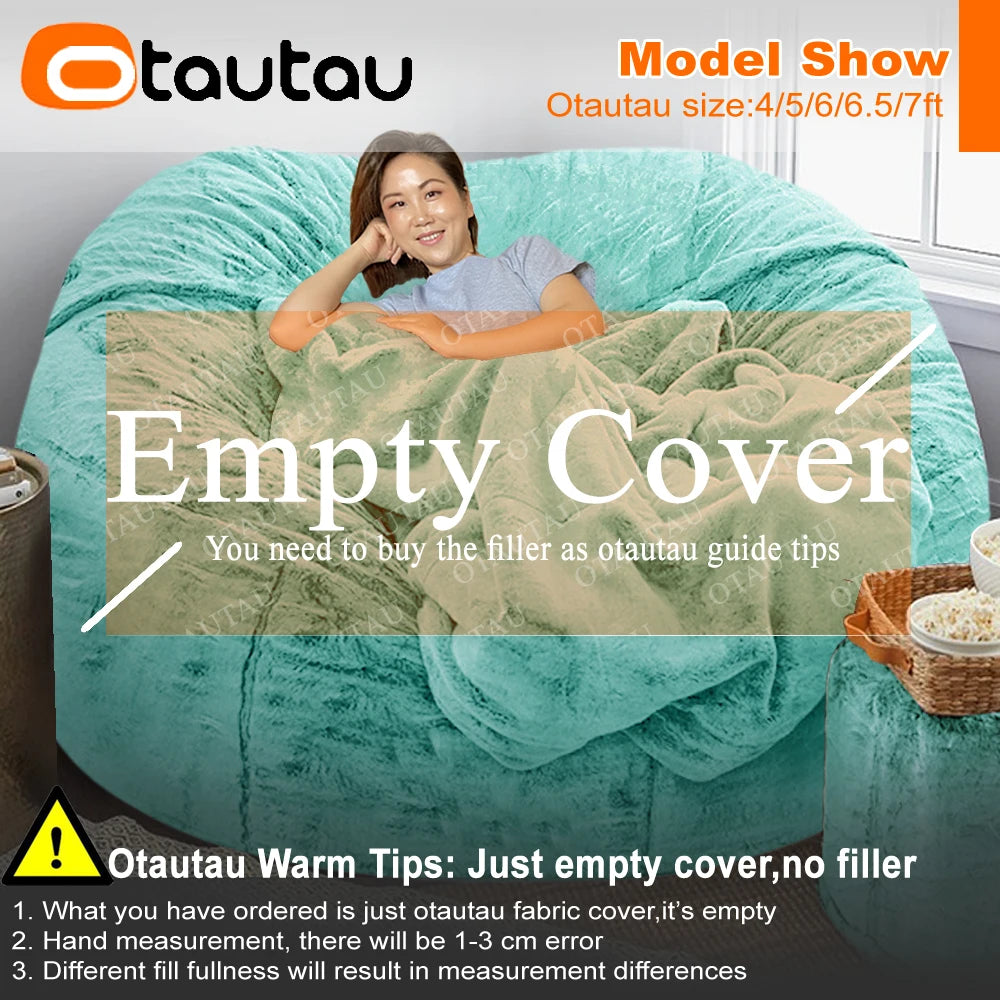 4/5ft Giant Bean Bag Cover Fluffy Sofa Bed Sac Beanbag Couch Relax Recliner Chair