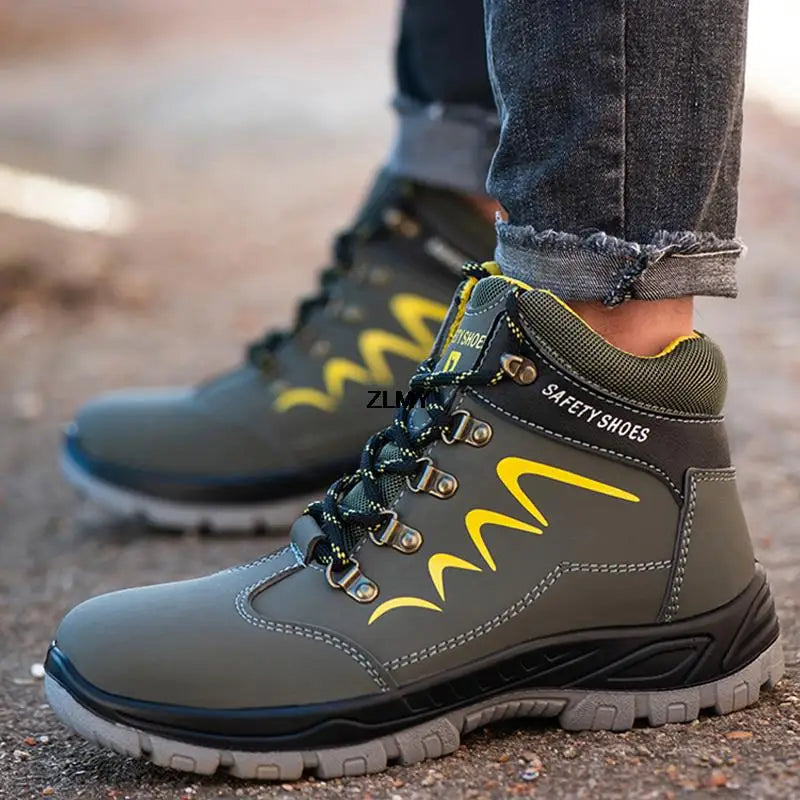Steel Toe Shoes High Top Work Boots Indestructible Safety Shoes Man Puncture-Proof Work Sneaker Winter Safety Boots