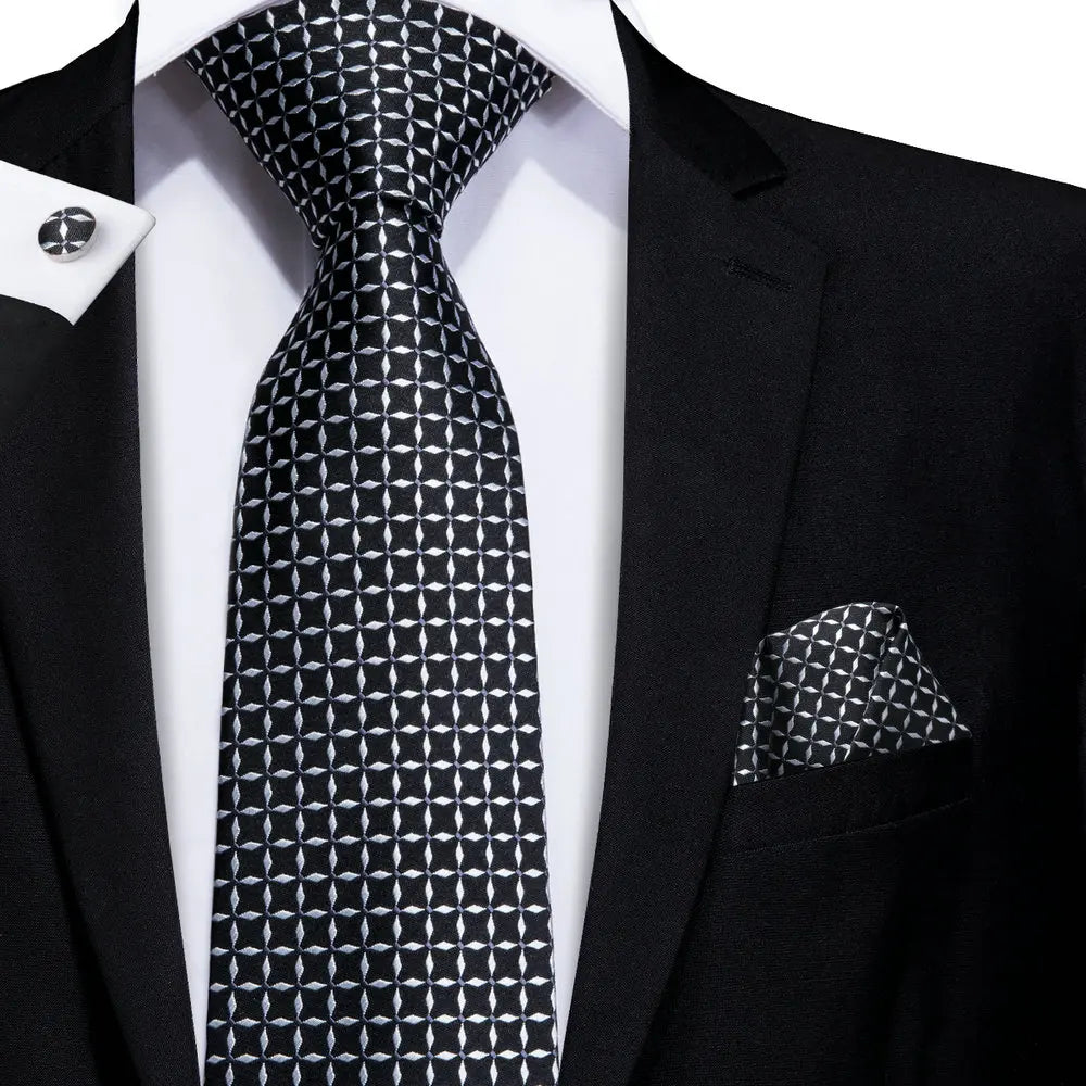 8.5cm Black Solid Striped Paisley 100% Silk Men's Business Tie Neck Tie for Men Fashion Luxury Wedding Necktie Gravatas