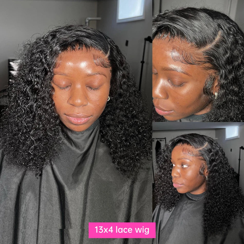 1B/27 Ombre Color Short Curly 13X6 Lace Front Human Hair Wigs With Baby Hair Pre Plucked Remy Brazilian Bob Wigs Bleached Knots