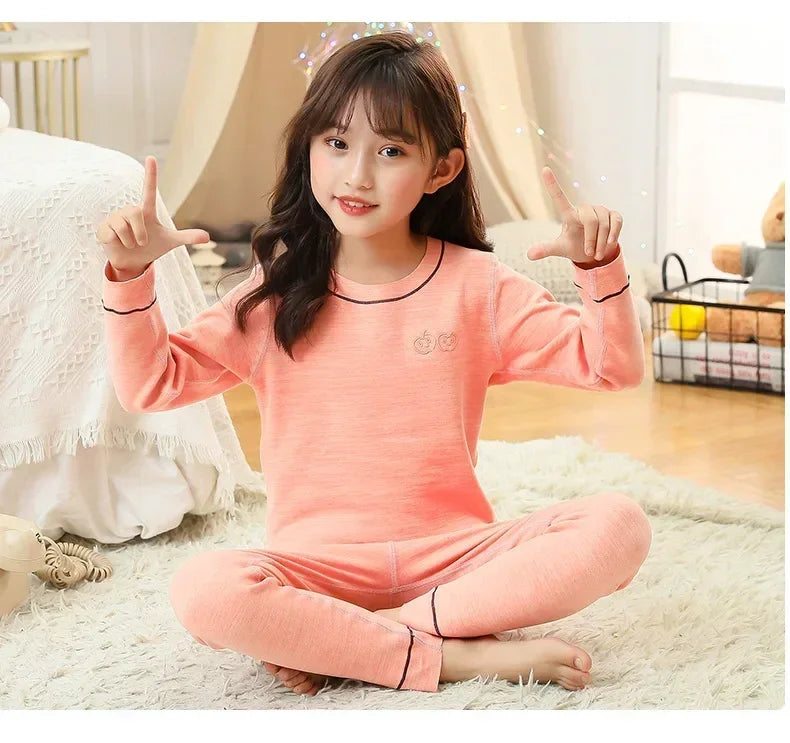 Winter Warm Pyjamas Sets for Kids Thermal Pajamas Toddler Sleepwear for Children from 2 to 13 Years Old