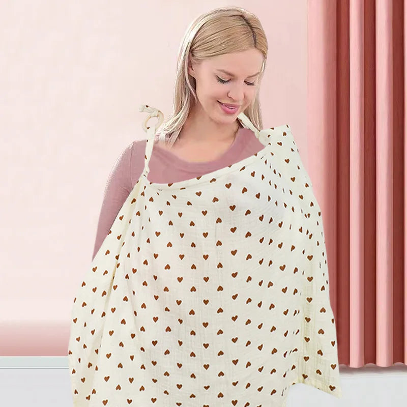 Double Layer Cotton Nursing Cover Breastfeeding Baby Blanket Outdoor Muslin Gauze Towel Multifunctional Shawl Stroller Blanket