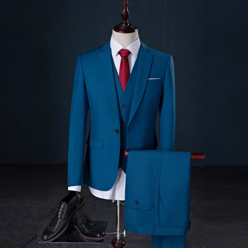 Slim Men's Suit 3 Pieces Set (Jacket + Pants + Vest)