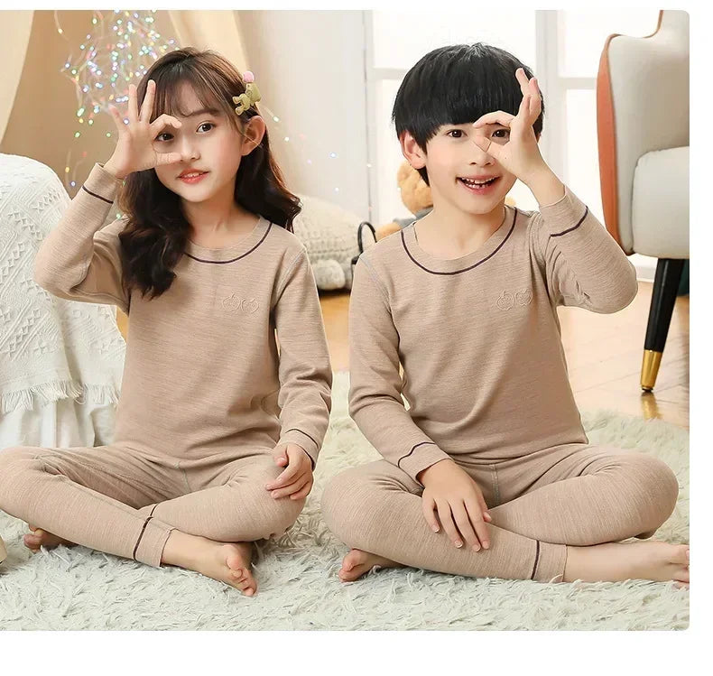 Winter Warm Pyjamas Sets for Kids Thermal Pajamas Toddler Sleepwear for Children from 2 to 13 Years Old