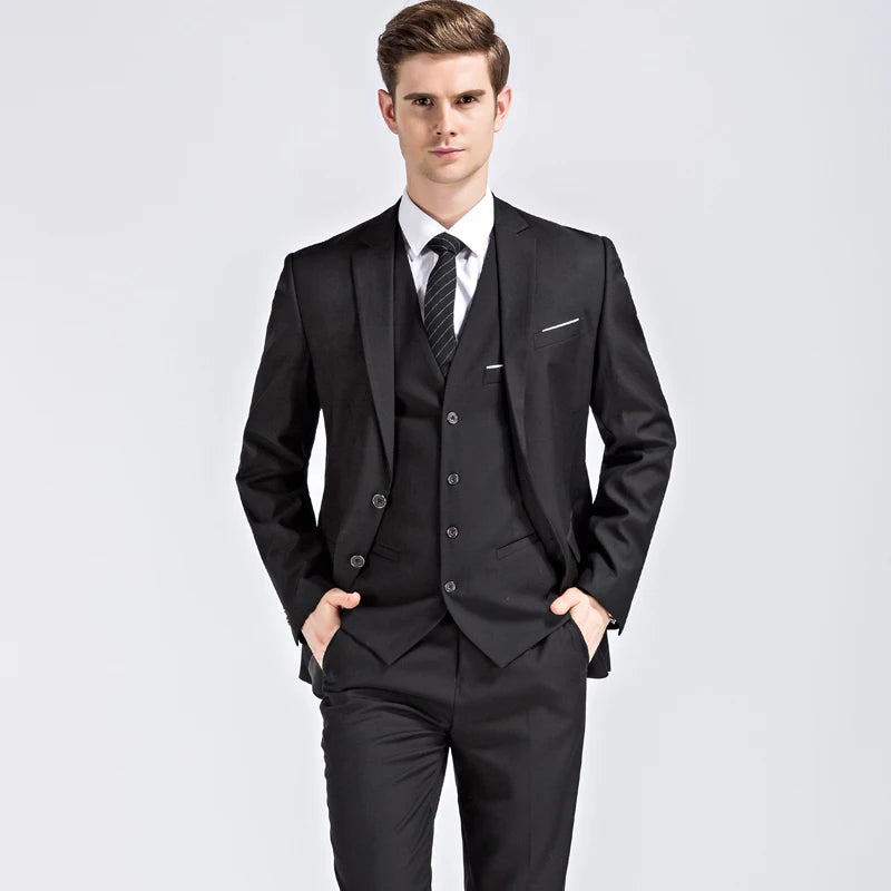 Slim Men's Suit 3 Pieces Set (Jacket + Pants + Vest)