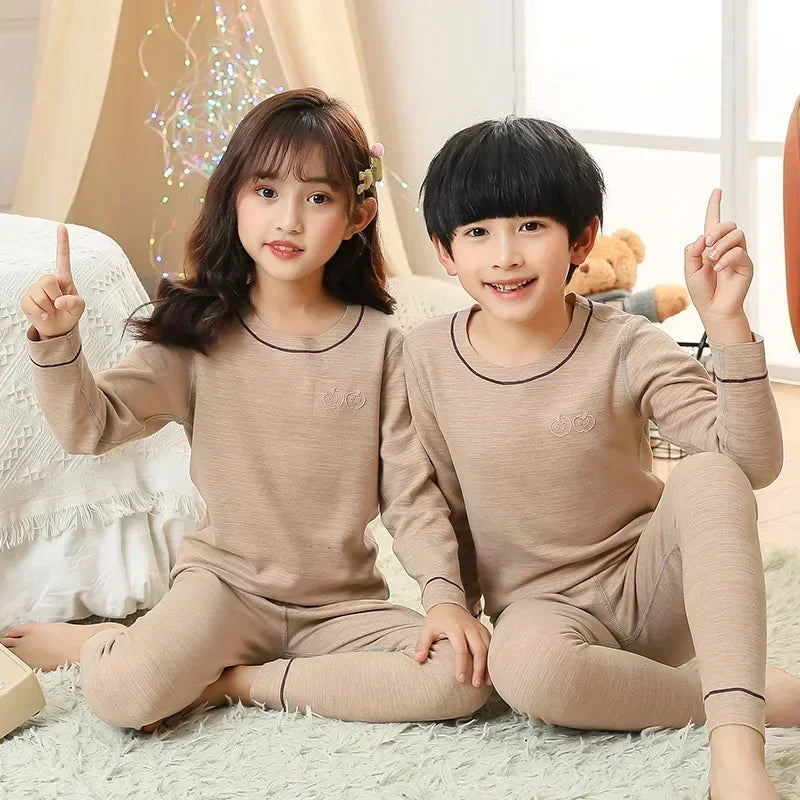 Winter Warm Pyjamas Sets for Kids Thermal Pajamas Toddler Sleepwear for Children from 2 to 13 Years Old